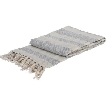 Přehoz na lůžko HOMESTYLING Deka se střapci bavlna 130 x 170 cm modrá KO-A35821740modr