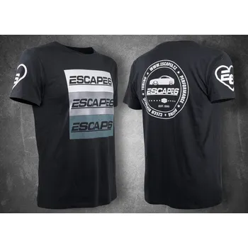 Pánské tričko Escape6 černé unisexové tričko s šedými logy na hrudi i na zádech XL
