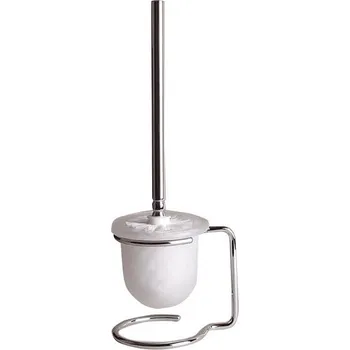 WC štětka Sapho X-ROUND E WC štětka na postavení, mléčné sklo, chrom