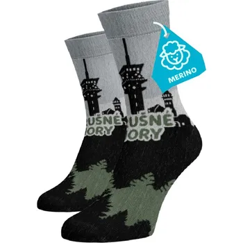 Pánské termo ponožky Veselé vysoké merino ponožky - Krušné hory 42-44