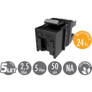 Síťový konektor MULTIPACK 24 ks - rychlozařezávací keystone Solarix CAT5E UTP RJ45 SXKJ-5E-UTP-BK-NA