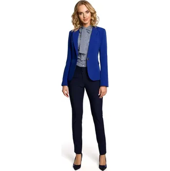 Dámská bunda M051 Bunda s kšiltovým límcem a zapínáním na jeden knoflík - královská modř EU S