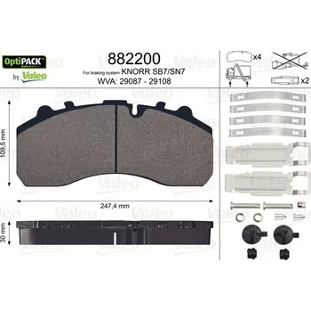 Brzdová destička Sada brzdových destiček, kotoučová brzda VALEO 882200