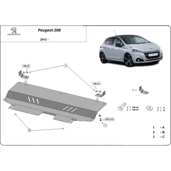 Kryt motoru Kryt pod motor PEUGEOT 208 Box (CR_) - Plech - 8595698042231