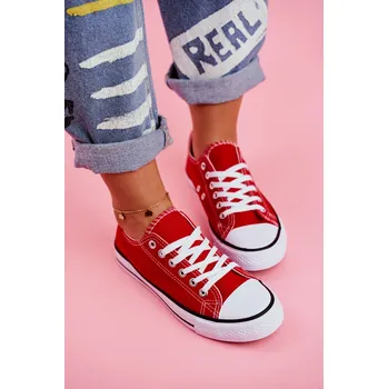 Dámská obuv Dámské plátěné tenisky červené Velikost: 38