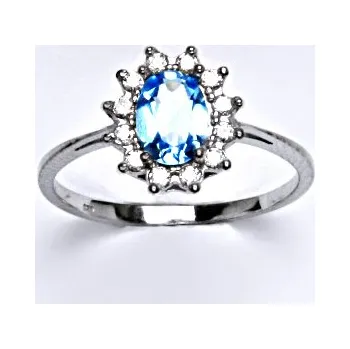 Prsten Zlatý prsten - přírodní topaz swiss - T1480 - bílé zlato (Prstýnek s topazem v bílém zlatě)