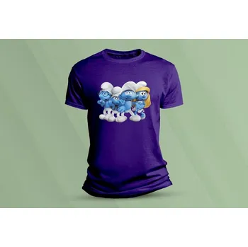 Dětské bavlněné tričko Šmoulové 2. velikost 152 Purpurová