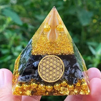 Motýlek Blingstar Energetická pyramida Orgonit Feng Shui * Reiki - Květ života gold/black 4