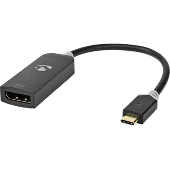 Notebook Nedis adaptér USB-C na DisplayPort 20 cm Adaptér, USB-C (M) na DisplayPort (F), kulatý, černý, 20cm CCBW64352AT02