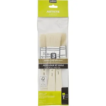 Umělecký štětec Pébéo Štětce ploché White Bristle spalter sada 3ks