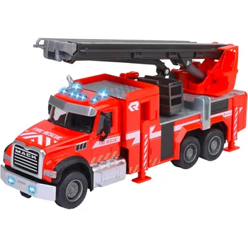 Majorette Mack Granite Fire Truck hasičské auto se zvukem a světlem červené