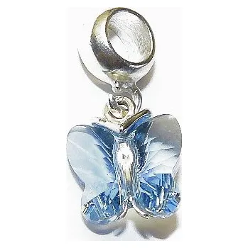Přívěsek Stříbrný korálek motýl Swarovski akvamarine - P1307/kor. (Stříbrný přívěsek motýlek Swarovski krystaly )