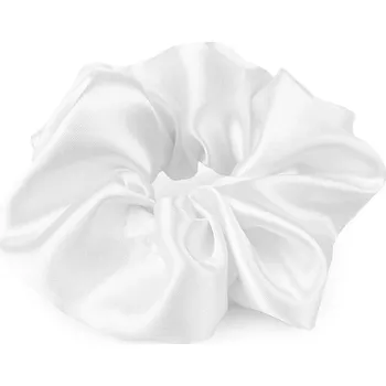Saténová scrunchie gumička do vlasů - 01 bílá