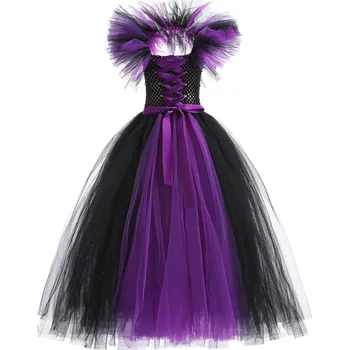 Karnevalový kostým Dětský kostým - Zloba, Královna černé magie (fialový) Varianta: šaty fialové 02, Velikost: 4-5 let
