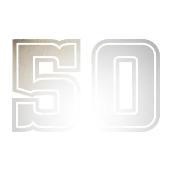 Polep vozidla SAMOLEPKA Startovní číslo 50 typ 5 (82 - odrazková reflexní bílá) NA AUTO, NÁLEPKA, FÓLIE, POLEP, TUNING, VLASTNÍ TEXT, TISK, AUTOSAMOLEPKY.cz, POLEPY, OBRÁZEK, LOGO, SAMOLEPKY