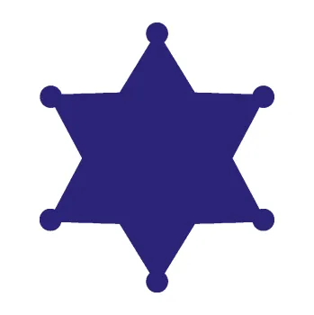 samolepka Sheriff 002 hvězda (22 - střední modrá) SAMOLEPKA NA AUTO, NÁLEPKA, FÓLIE, POLEP, TUNING, VLASTNÍ TEXT, TISK, AUTOSAMOLEPKY.cz, POLEPY, OBRÁZEK, LOGO, 3D STICKERS