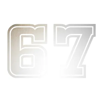 Polep vozidla SAMOLEPKA Startovní číslo 67 typ 5 (82 - odrazková reflexní bílá) NA AUTO, NÁLEPKA, FÓLIE, POLEP, TUNING, VLASTNÍ TEXT, TISK, AUTOSAMOLEPKY.cz, POLEPY, OBRÁZEK, LOGO, SAMOLEPKY