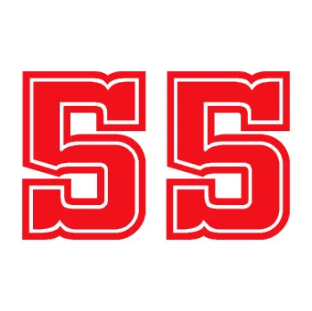 Polep vozidla SAMOLEPKA Startovní číslo 55 typ 5 (10 - červená) NA AUTO, NÁLEPKA, FÓLIE, POLEP, TUNING, VLASTNÍ TEXT, TISK, AUTOSAMOLEPKY.cz, POLEPY, OBRÁZEK, LOGO, SAMOLEPKY
