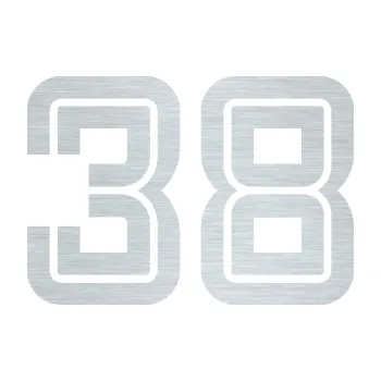 Polep vozidla Startovní číslo 38 typ 7 (61 - škrábaný hliník) SAMOLEPKA NA AUTO, NÁLEPKA, FÓLIE, POLEP, TUNING, VLASTNÍ TEXT, TISK, AUTOSAMOLEPKY.cz, POLEPY, OBRÁZEK, LOGO, 3D STICKERS