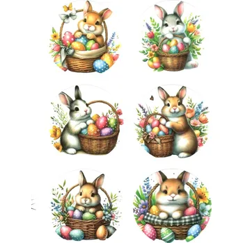 samolepka Samolepky, kulaté, VELIKONOČNÍ ZAJÍČEK, 4,5 cm, 6ks/arch