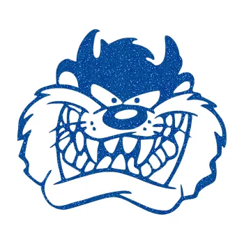 Samolepicí dekorace na vozidlo Tazman zubatej pravá (88 - Ultra Metalic modrá) SAMOLEPKA NA AUTO, NÁLEPKA, FÓLIE, POLEP, TUNING, VLASTNÍ TEXT, TISK, AUTOSAMOLEPKY.cz, POLEPY, OBRÁZEK, LOGO, 3D STICKERS