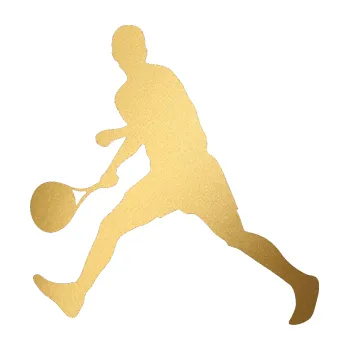 Polep vozidla SAMOLEPKA NA AUTO Tenista 002 levá (43 - zlatá metalíza) NÁLEPKA, FÓLIE, POLEP, TUNING, VLASTNÍ TEXT, TISK, AUTOSAMOLEPKY.cz, POLEPY, OBRÁZEK, LOGO, SAMOLEPKY