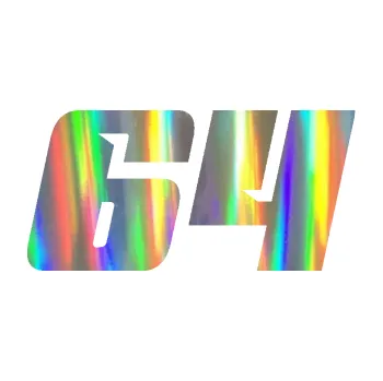 Polep vozidla Startovní číslo 64 typ 6 (93 - Holografická) SAMOLEPKA NA AUTO, NÁLEPKA, FÓLIE, POLEP, TUNING, VLASTNÍ TEXT, TISK, AUTOSAMOLEPKY.cz, POLEPY, OBRÁZEK, LOGO, 3D STICKERS
