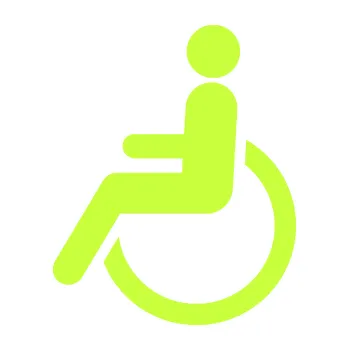 samolepka Vozíčkář 002 invalida - levá (27 - limetová) SAMOLEPKA NA AUTO, NÁLEPKA, FÓLIE, POLEP, TUNING, VLASTNÍ TEXT, TISK, AUTOSAMOLEPKY.cz, POLEPY, OBRÁZEK, LOGO, 3D STICKERS