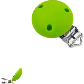 klip na dudlíky Silikonový klip na dudlík 34 mm s kovovou sponou Chartreuse Green
