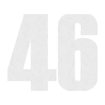 Samolepicí dekorace na vozidlo Startovní číslo 46 typ 2 (84 - Ultra Metalic bílá) SAMOLEPKA NA AUTO, NÁLEPKA, FÓLIE, POLEP, TUNING, VLASTNÍ TEXT, TISK, AUTOSAMOLEPKY.cz, POLEPY, OBRÁZEK, LOGO, 3D STICKERS