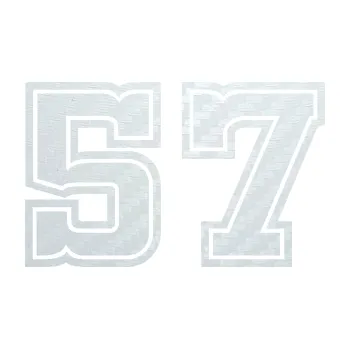 Polep vozidla SAMOLEPKA Startovní číslo 57 typ 5 (51 - 3D karbon bílý) NA AUTO, NÁLEPKA, FÓLIE, POLEP, TUNING, VLASTNÍ TEXT, TISK, AUTOSAMOLEPKY.cz, POLEPY, OBRÁZEK, LOGO, SAMOLEPKY