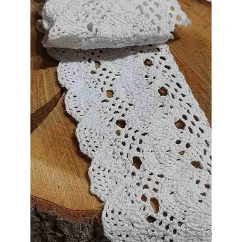 Krajka Bavlněná krajka paličkovaná šíře 70 mm bílá