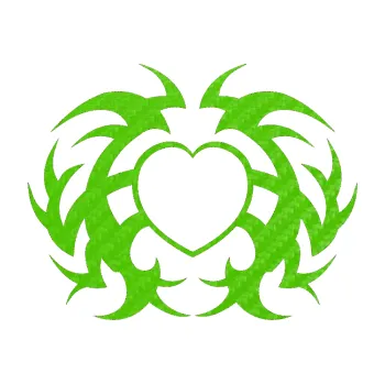 Polep vozidla Tetování 121 srdce (58 - 3D karbon zelený kawasaki) SAMOLEPKA NA AUTO, NÁLEPKA, FÓLIE, POLEP, TUNING, VLASTNÍ TEXT, TISK, AUTOSAMOLEPKY.cz, POLEPY, OBRÁZEK, LOGO, 3D STICKERS