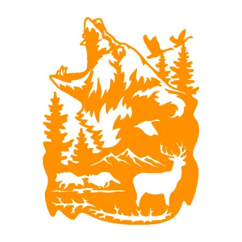 Samolepící dekorace SAMOLEPKA Krajina hory 039 levá medvěd a lesní zvěř (06 - oranžová) NA AUTO, NÁLEPKA, FÓLIE, POLEP, TUNING, VLASTNÍ TEXT, TISK, AUTOSAMOLEPKY.cz, POLEPY, OBRÁZEK, LOGO, SAMOLEPKY