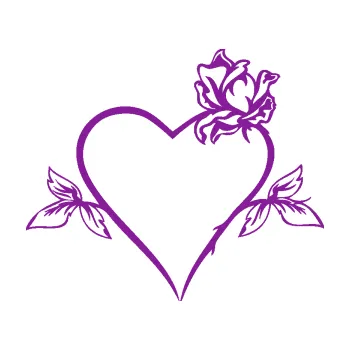 Samolepící dekorace SAMOLEPKA Srdce s růží pravá (14 - fialová) NA AUTO, NÁLEPKA, FÓLIE, POLEP, TUNING, VLASTNÍ TEXT, TISK, AUTOSAMOLEPKY.cz, POLEPY, OBRÁZEK, LOGO, SAMOLEPKY