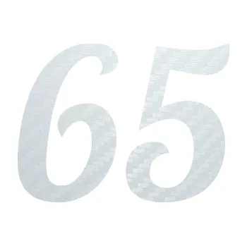 Polep vozidla Startovní číslo 65 typ 3 (51 - 3D karbon bílý) SAMOLEPKA NA AUTO, NÁLEPKA, FÓLIE, POLEP, TUNING, VLASTNÍ TEXT, TISK, AUTOSAMOLEPKY.cz, POLEPY, OBRÁZEK, LOGO, 3D STICKERS