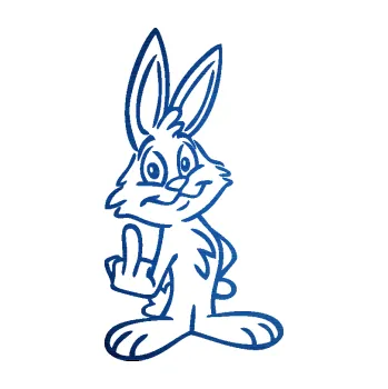 Samolepicí dekorace na vozidlo Zajíc 004 levá f*ck (65 - škrábaný kov modrý) SAMOLEPKA NA AUTO, NÁLEPKA, FÓLIE, POLEP, TUNING, VLASTNÍ TEXT, TISK, AUTOSAMOLEPKY.cz, POLEPY, OBRÁZEK, LOGO, 3D STICKERS