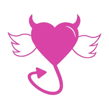 Samolepící dekorace Srdce anděl ďábel 002 levá (16 - růžová) SAMOLEPKA NA AUTO, NÁLEPKA, FÓLIE, POLEP, TUNING, VLASTNÍ TEXT, TISK, AUTOSAMOLEPKY.cz, POLEPY, OBRÁZEK, LOGO, 3D STICKERS