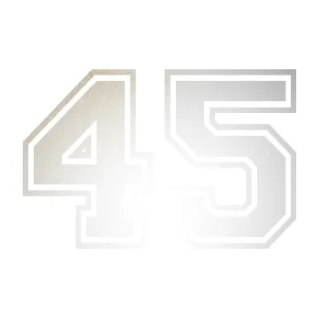 Polep vozidla Startovní číslo 45 typ 4 (82 - odrazková reflexní bílá) SAMOLEPKA NA AUTO, NÁLEPKA, FÓLIE, POLEP, TUNING, VLASTNÍ TEXT, TISK, AUTOSAMOLEPKY.cz, POLEPY, OBRÁZEK, LOGO, 3D STICKERS