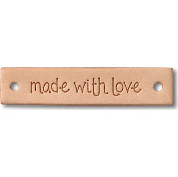 Kožený našívací štítek Made with love