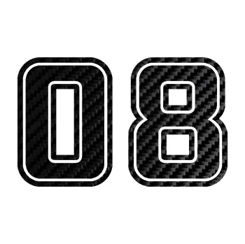 Polep vozidla Startovní číslo 08 typ 5 (50 - 3D karbon černý) SAMOLEPKA NA AUTO, NÁLEPKA, FÓLIE, POLEP, TUNING, VLASTNÍ TEXT, TISK, AUTOSAMOLEPKY.cz, POLEPY, OBRÁZEK, LOGO, 3D STICKERS