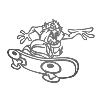 Autodoplněk Samolepka na auto Tazman skate pravá (41 - grafitová metalíza) NÁLEPKA, FÓLIE, POLEPY, TUNING, VLASTNÍ TEXT, TISK, AUTOSAMOLEPKY.cz, SAMOLEPKY, OBRÁZEK, LOGO, VÝROBA, PRODEJ