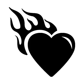 Samolepící dekorace SAMOLEPKA Srdíčko 011 levá s plamenem (01 - černá) NA AUTO, NÁLEPKA, FÓLIE, POLEP, TUNING, VLASTNÍ TEXT, TISK, AUTOSAMOLEPKY.cz, POLEPY, OBRÁZEK, LOGO, SAMOLEPKY