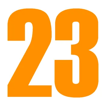 Autodoplněk Samolepka na auto Startovní číslo 23 typ 2 (06 - oranžová) NÁLEPKA, FÓLIE, POLEPY, TUNING, VLASTNÍ TEXT, TISK, AUTOSAMOLEPKY.cz, SAMOLEPKY, OBRÁZEK, LOGO, VÝROBA, PRODEJ