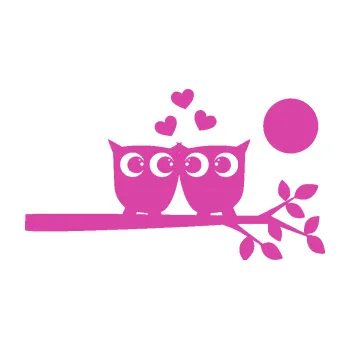 Samolepící dekorace Zamilované sovy pravá na větvičce (16 - růžová) SAMOLEPKA NA AUTO, NÁLEPKA, FÓLIE, POLEP, TUNING, VLASTNÍ TEXT, TISK, AUTOSAMOLEPKY.cz, POLEPY, OBRÁZEK, LOGO, 3D STICKERS