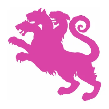 Polep vozidla SAMOLEPKA Trojhlavý pes kerberos 002 levá (16 - růžová) NA AUTO, NÁLEPKA, FÓLIE, POLEP, TUNING, VLASTNÍ TEXT, TISK, AUTOSAMOLEPKY.cz, POLEPY, OBRÁZEK, LOGO, SAMOLEPKY