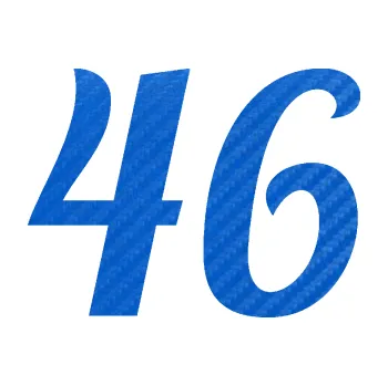 Polep vozidla Startovní číslo 46 typ 3 (57 - 3D karbon modrý) SAMOLEPKA NA AUTO, NÁLEPKA, FÓLIE, POLEP, TUNING, VLASTNÍ TEXT, TISK, AUTOSAMOLEPKY.cz, POLEPY, OBRÁZEK, LOGO, 3D STICKERS