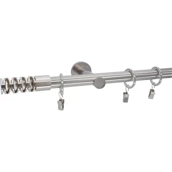 Garnýž Kovovégarnýže.cz Garnýž Jewel modern 19 mm efekt nerez Varianta jednořadá nebo dvouřadá: Dvouřadá, Délka: 480 cm, Uchycení látky: Kroužky s háčky