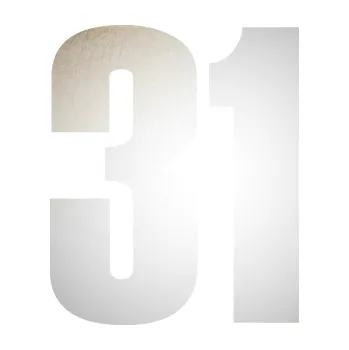 Samolepicí dekorace na vozidlo Startovní číslo 31 typ 2 (82 - odrazková reflexní bílá) SAMOLEPKA NA AUTO, NÁLEPKA, FÓLIE, POLEP, TUNING, VLASTNÍ TEXT, TISK, AUTOSAMOLEPKY.cz, POLEPY, OBRÁZEK, LOGO, 3D STICKERS