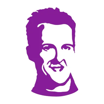 Samolepící dekorace Silueta Michael Schumacher pravá (14 - fialová) SAMOLEPKA NA AUTO, NÁLEPKA, FÓLIE, POLEP, TUNING, VLASTNÍ TEXT, TISK, AUTOSAMOLEPKY.cz, POLEPY, OBRÁZEK, LOGO, 3D STICKERS